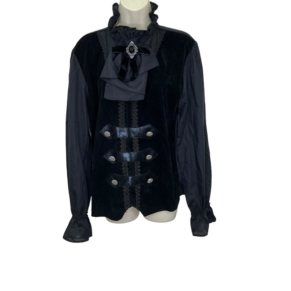 Spirit Other - Spirit Halloween Vampire Costume Black Ruffled Victorian Shirt Men’s Medium